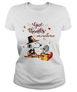 Snoopy and Woodstock Give thanks with a Grateful heart  Classic Ladies