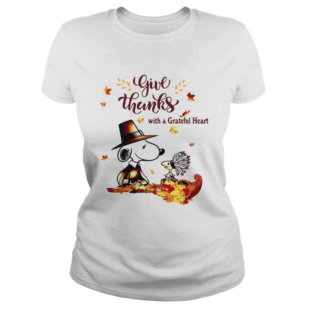 Snoopy and Woodstock Give thanks with a Grateful heart Classic Ladies