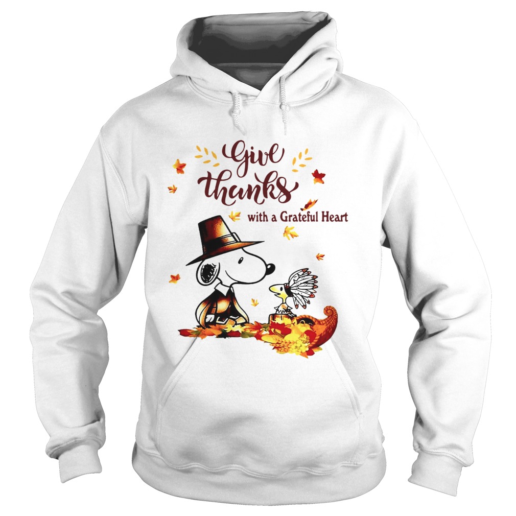 Snoopy and Woodstock Give thanks with a Grateful heart Hoodie