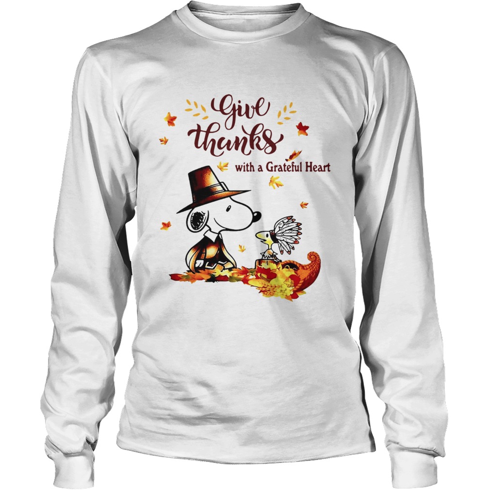 Snoopy and Woodstock Give thanks with a Grateful heart LongSleeve