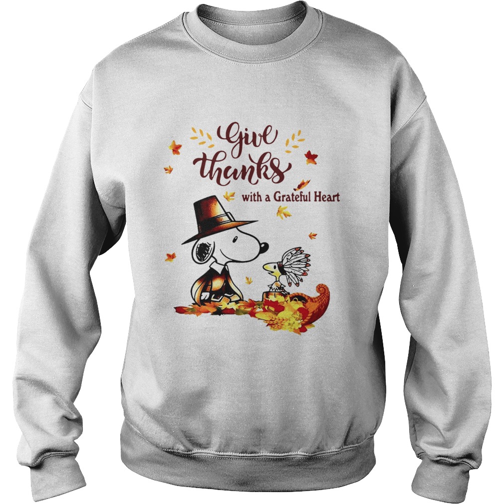 Snoopy and Woodstock Give thanks with a Grateful heart Sweatshirt