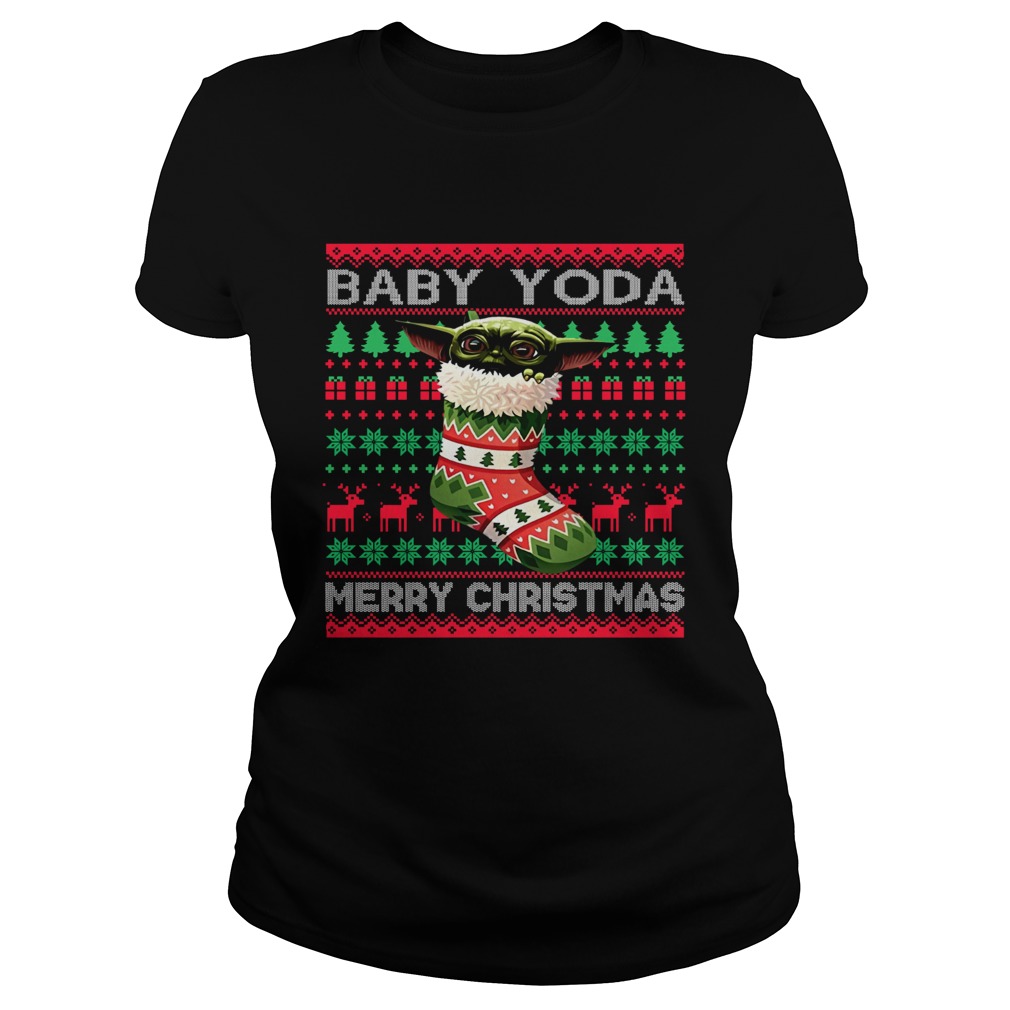 Socks Baby Yoda Merry Christmas Ugly Christmas Classic Ladies