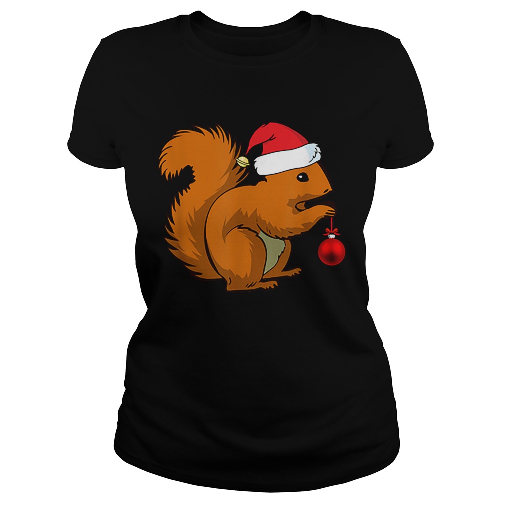 Squirrel Christmas Santa Hat Animal Classic Ladies