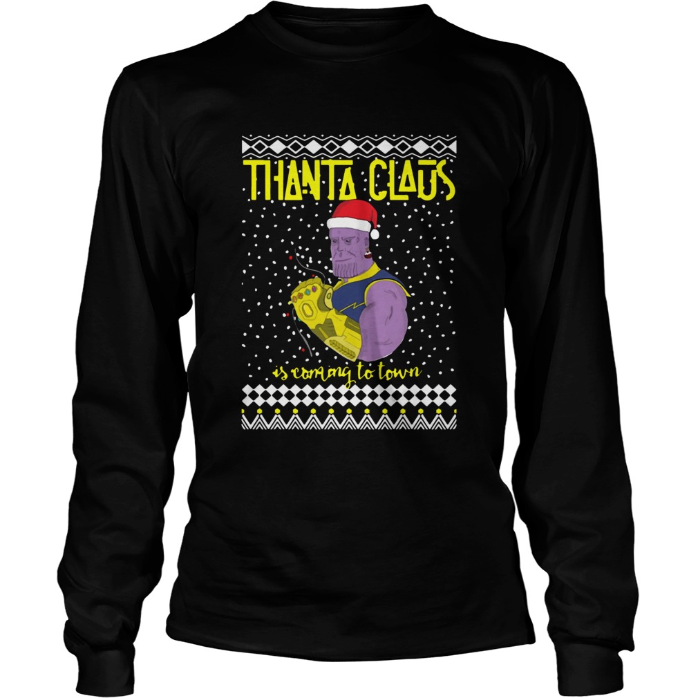 Thanta Claus Thanos Is Coming To Town Marvel Ugly Christmas LongSleeve