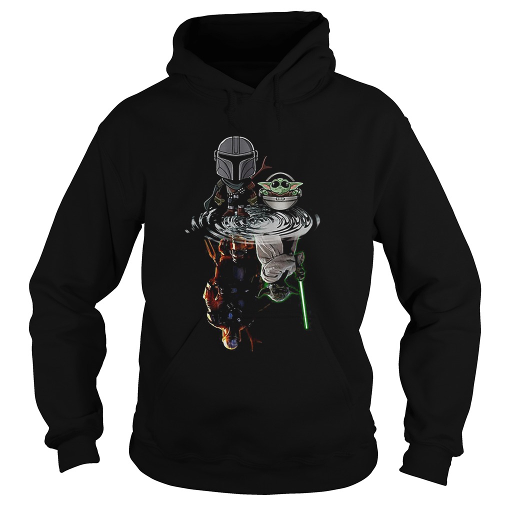 The Mandalorian water mirror reflection Baby Yoda Boba Fett Hoodie