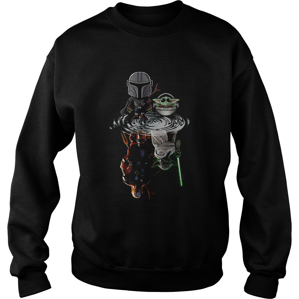 The Mandalorian water mirror reflection Baby Yoda Boba Fett Sweatshirt