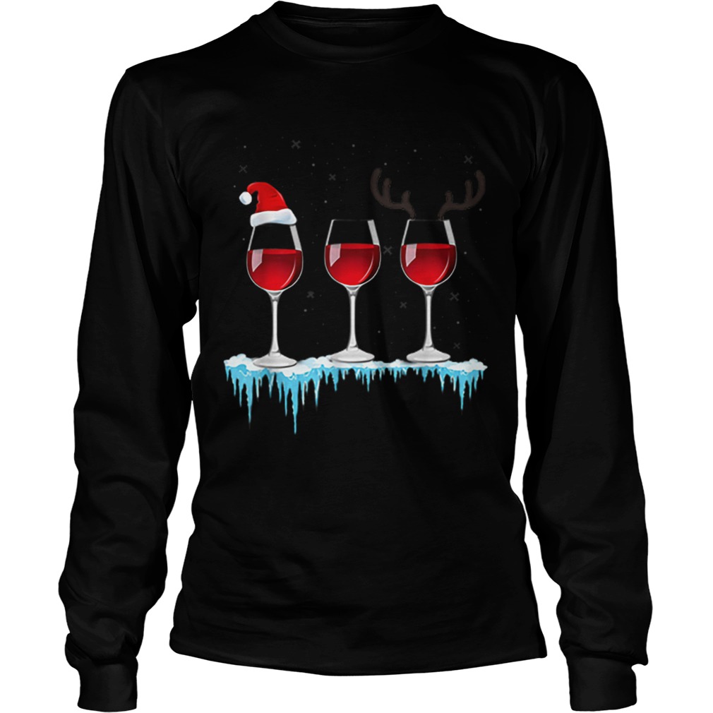 Three Glasses of Red Wine Santa Hat Christmas LongSleeve