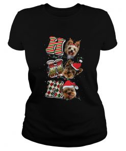 Yorkie Christmas Funny Yorkie Dog With Light Santa Hat  Classic Ladies