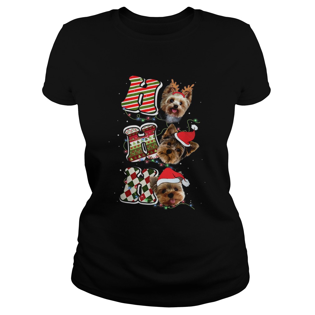 Yorkie Christmas Funny Yorkie Dog With Light Santa Hat Classic Ladies