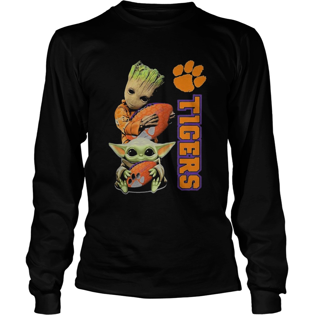 Baby Groot And Baby Yoda Hug Clemson Tigers LongSleeve