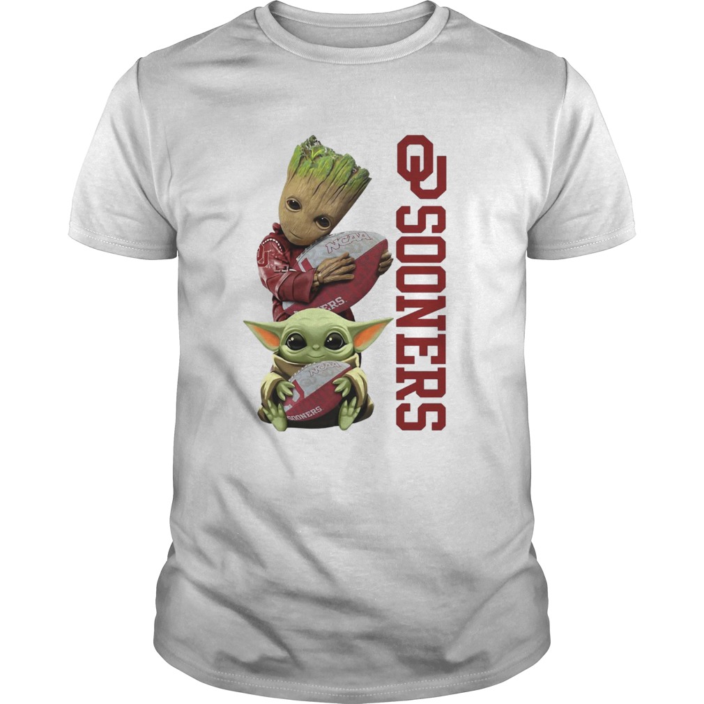 Baby Groot And Baby Yoda Hug Oklahoma Sooners shirt