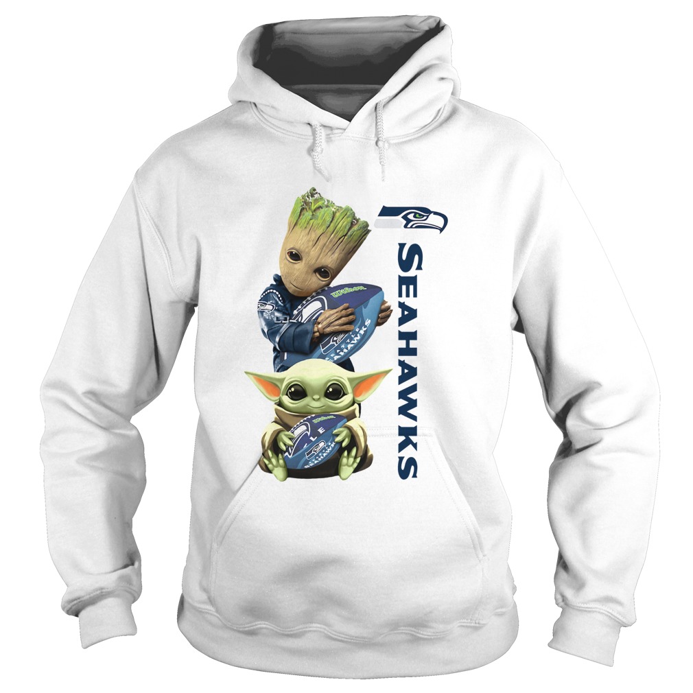 Baby Groot And Baby Yoda Hug Seahawks Hoodie