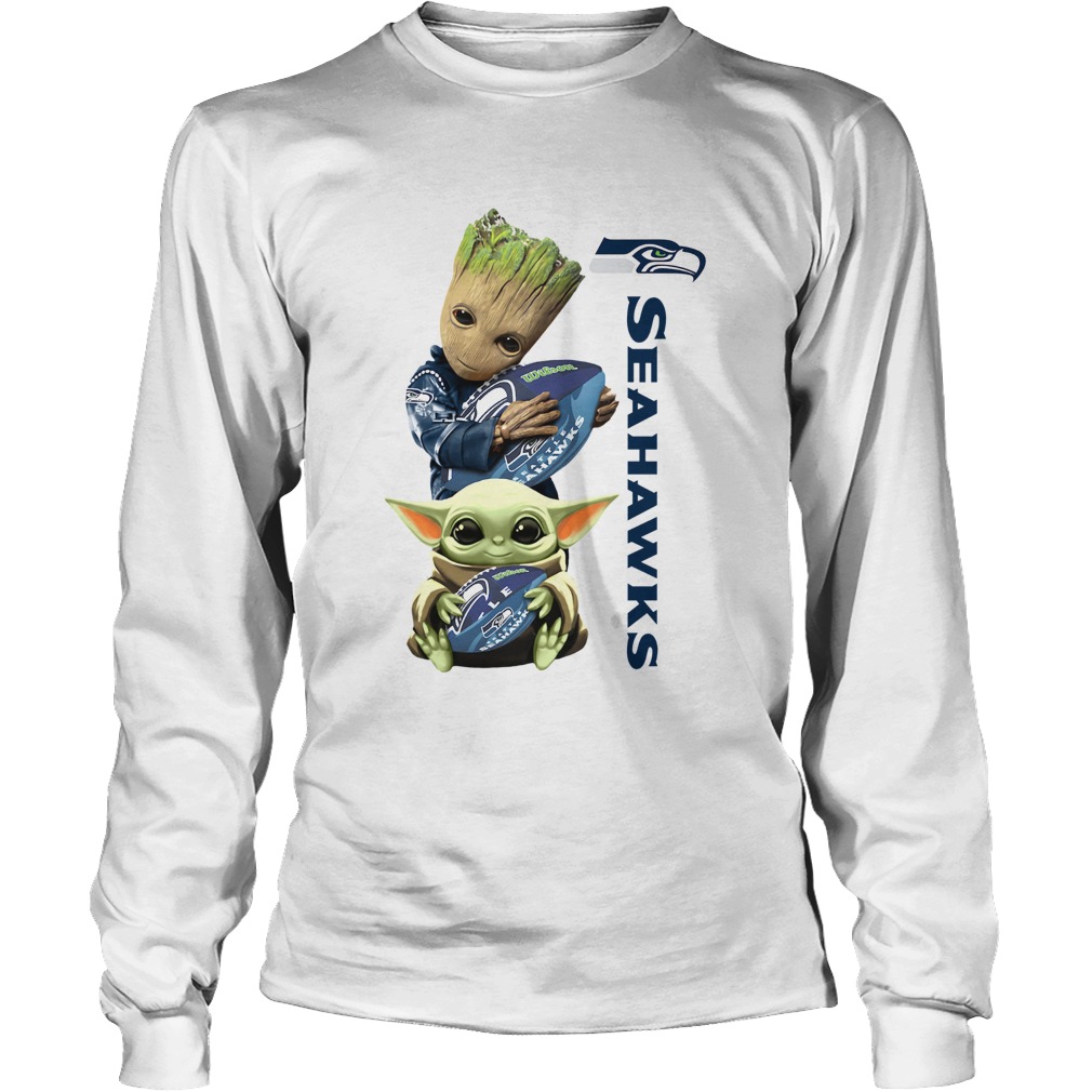 Baby Groot And Baby Yoda Hug Seahawks LongSleeve