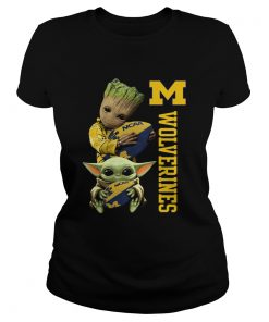 Baby Groot And Baby Yoda Hug Wolverines  Classic Ladies