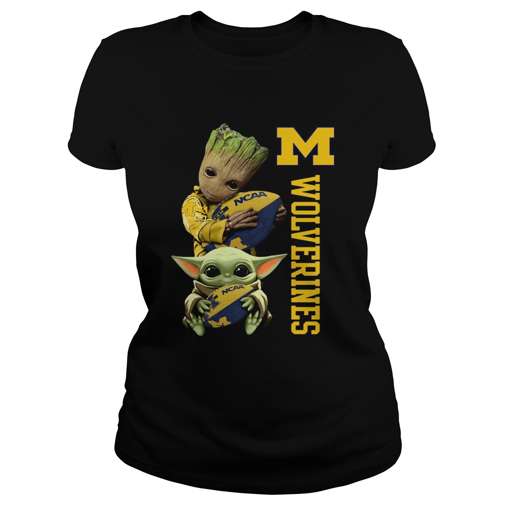 Baby Groot And Baby Yoda Hug Wolverines Classic Ladies