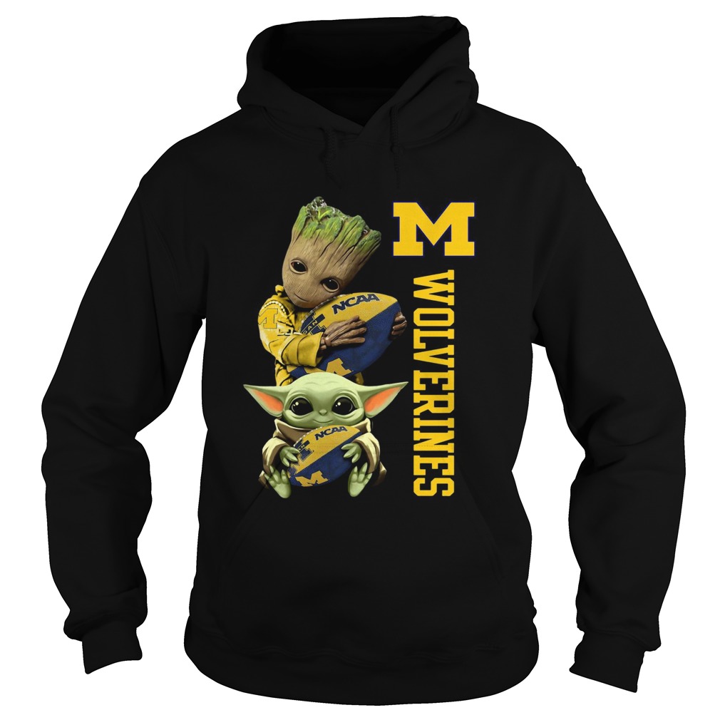 Baby Groot And Baby Yoda Hug Wolverines Hoodie