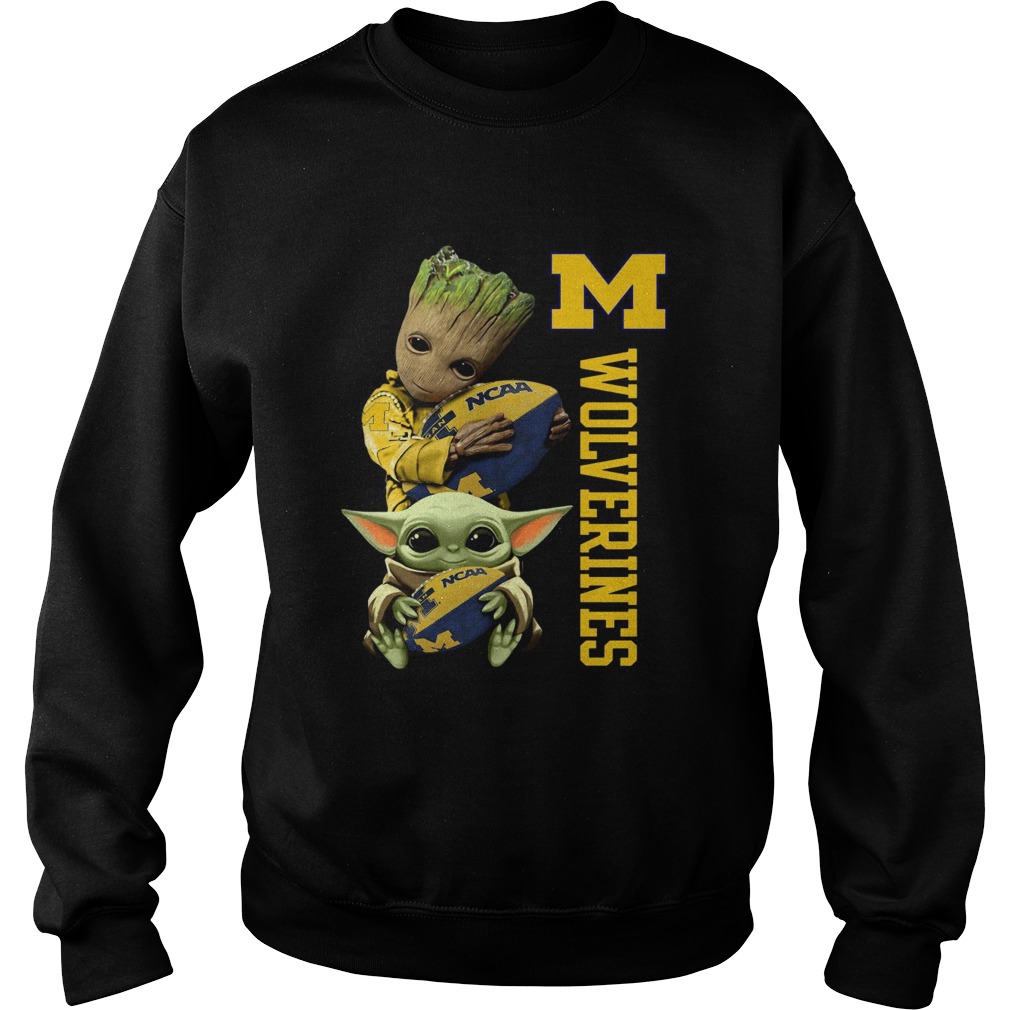 Baby Groot And Baby Yoda Hug Wolverines Sweatshirt