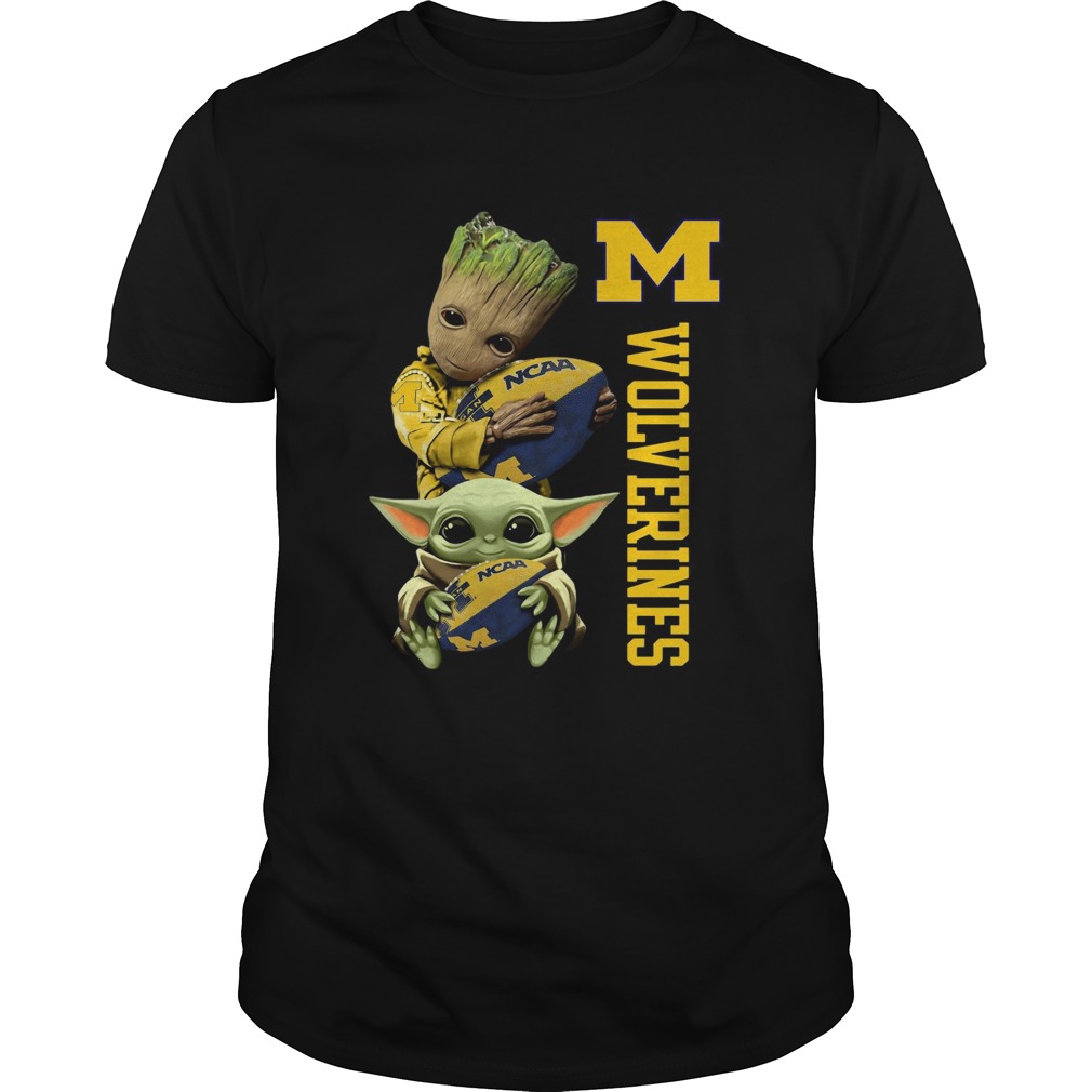 Baby Groot And Baby Yoda Hug Wolverines shirt