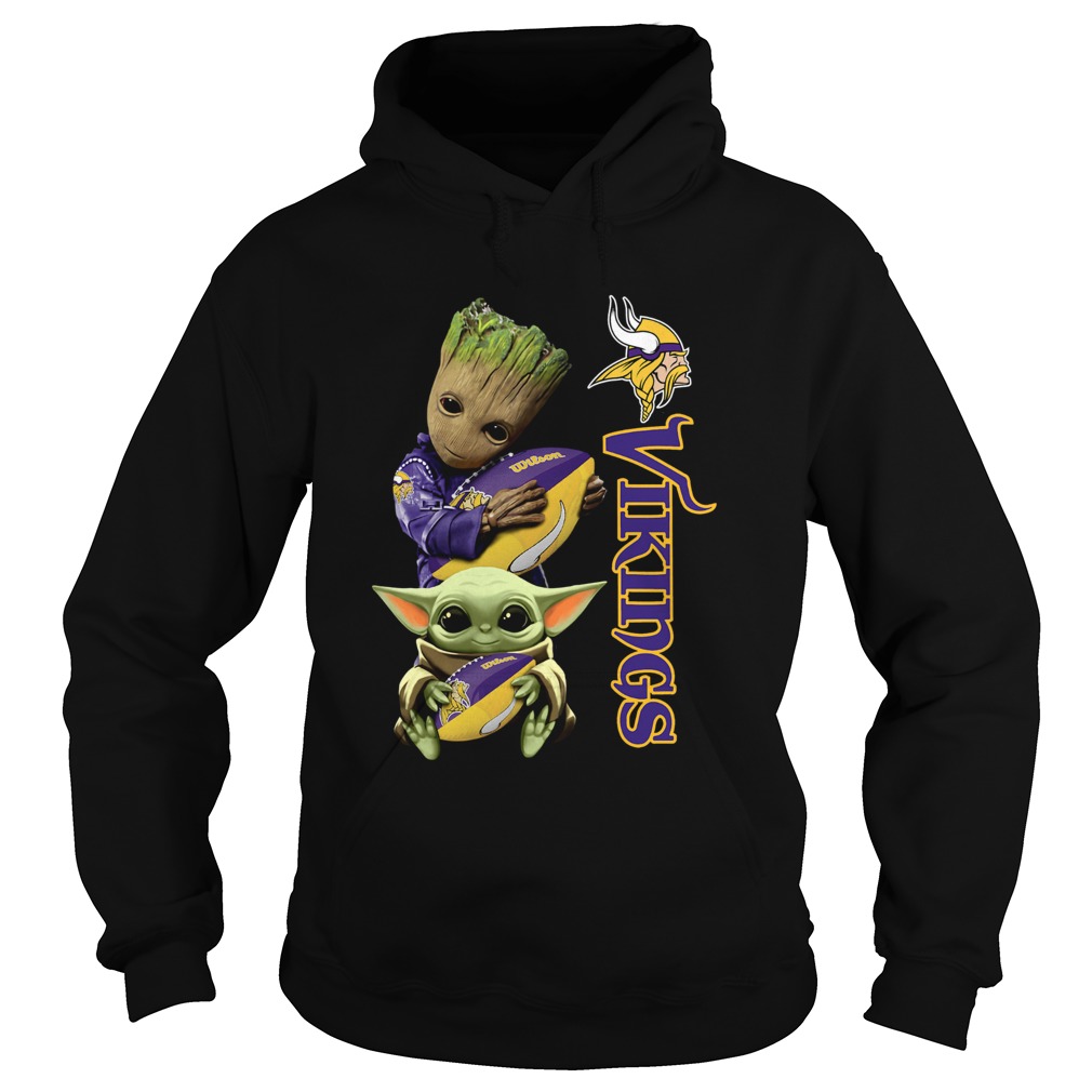 Baby Groot And Yoda Hug Minnesota Vikings Hoodie