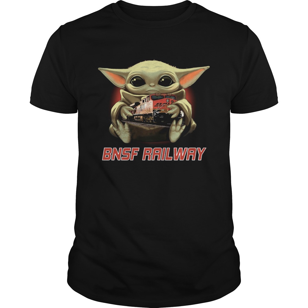 Baby Yoda Hug BNSF Railway shirt