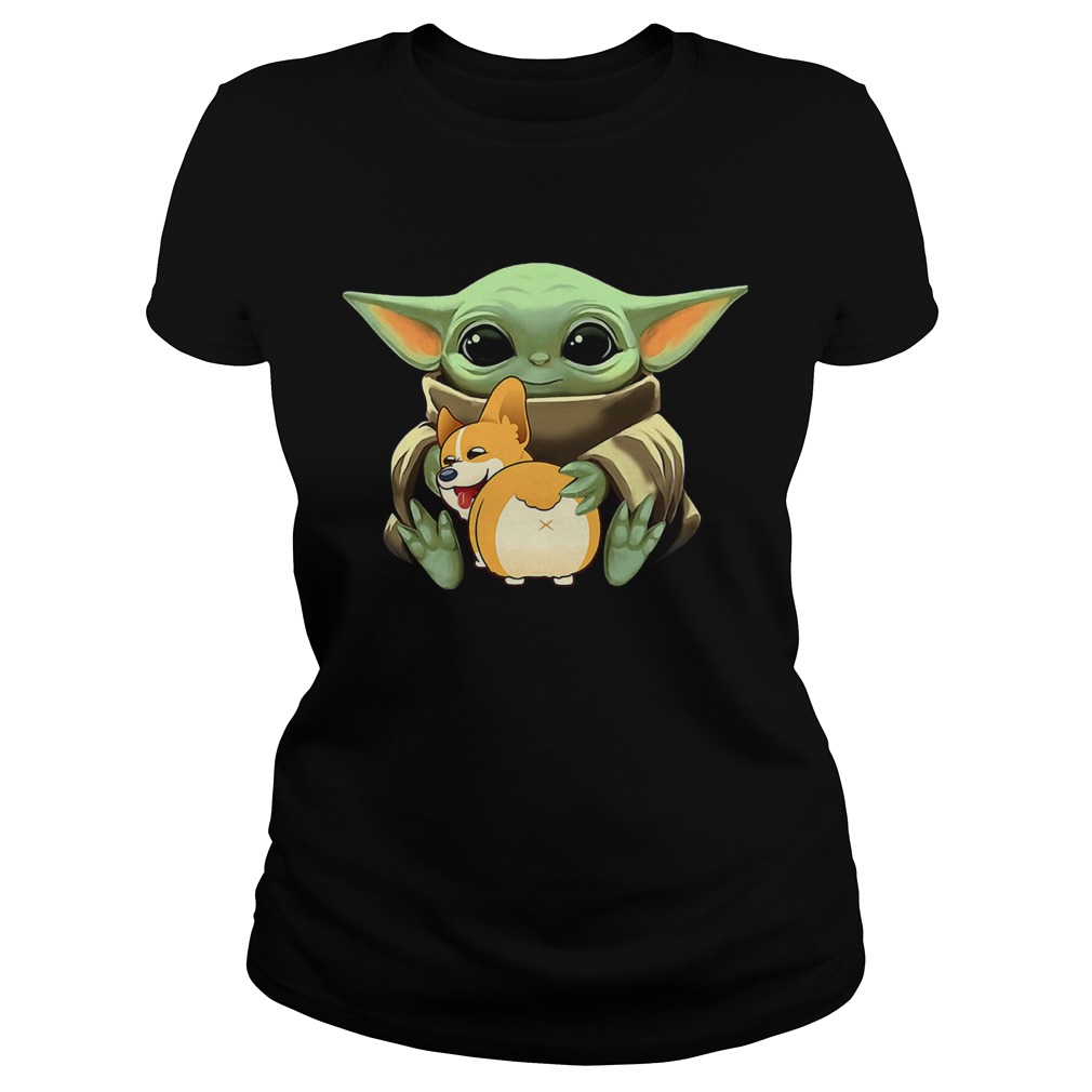 Baby Yoda Hug Corgi Classic Ladies