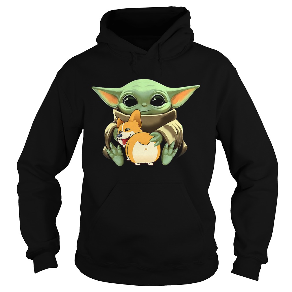 Baby Yoda Hug Corgi Hoodie