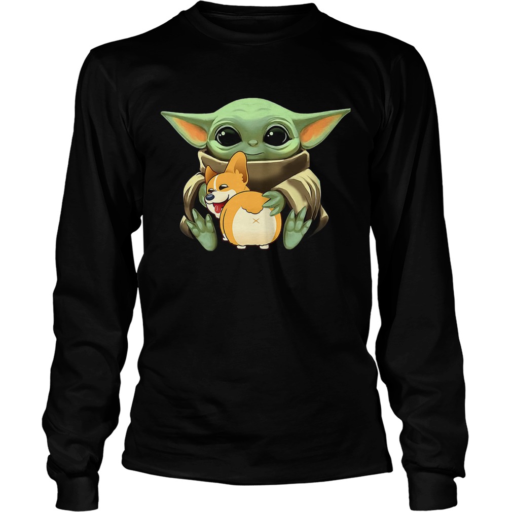 Baby Yoda Hug Corgi LongSleeve