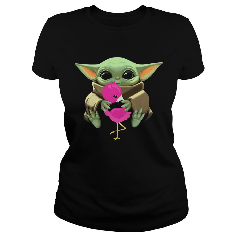 Baby Yoda Hug Flamingo Classic Ladies