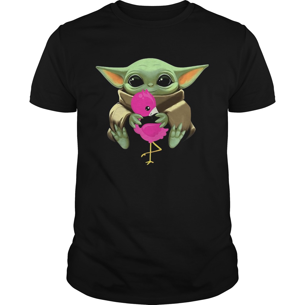 Baby Yoda Hug Flamingo shirt