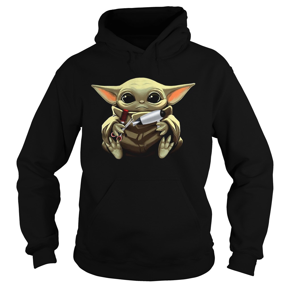 Baby Yoda Hug Hair Stylist Best Hoodie