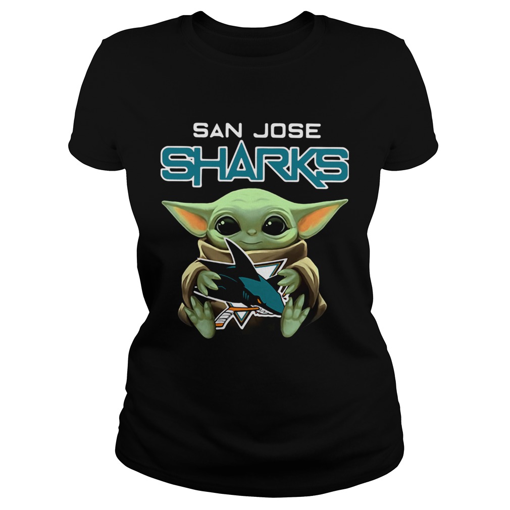 Baby Yoda Hug San Jose Sharks Classic Ladies