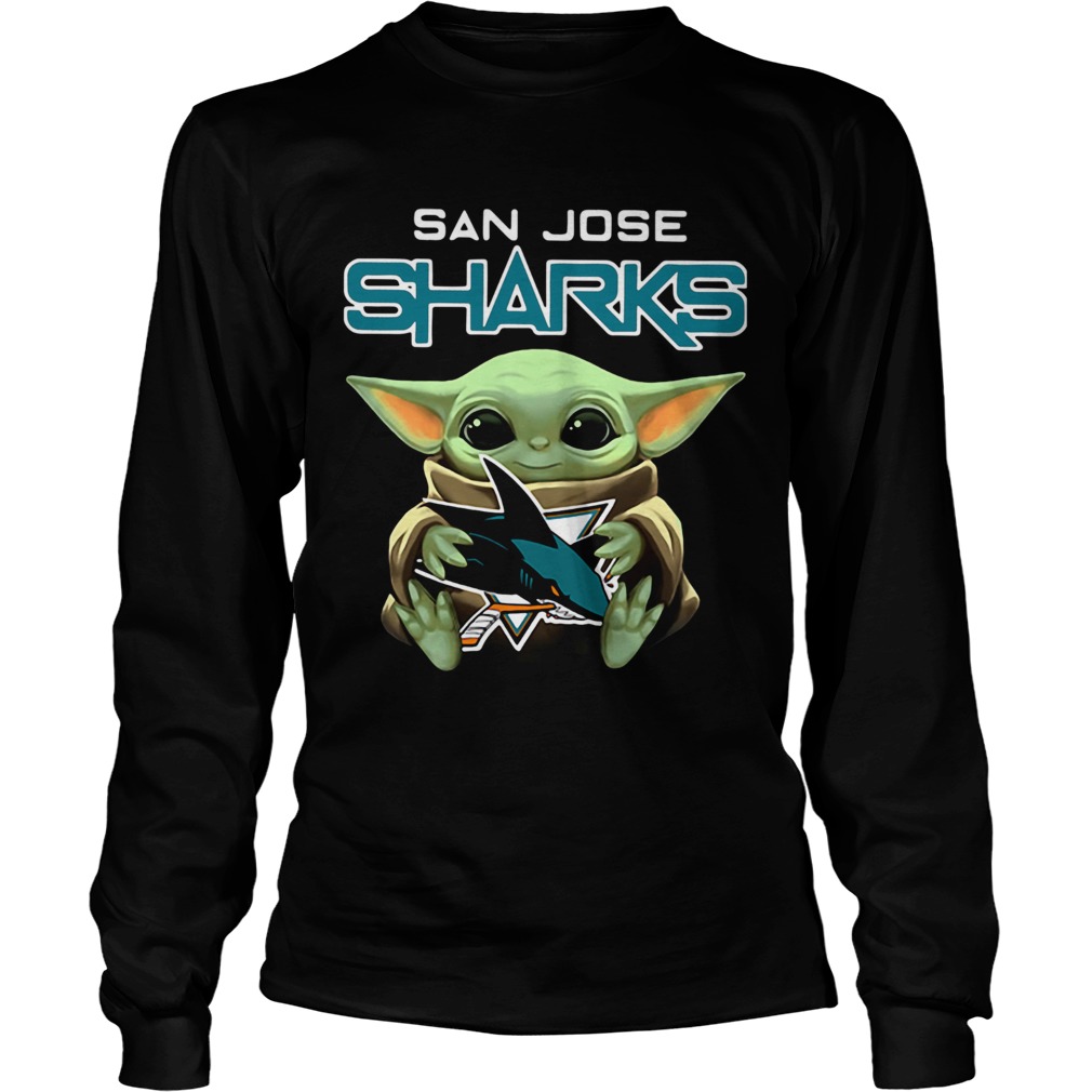 Baby Yoda Hug San Jose Sharks LongSleeve