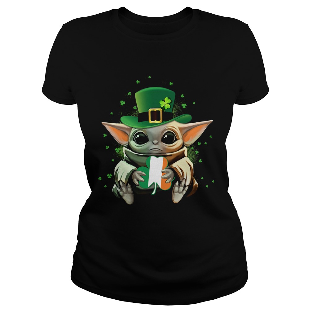 Baby Yoda Hug St Patricks Day Classic Ladies