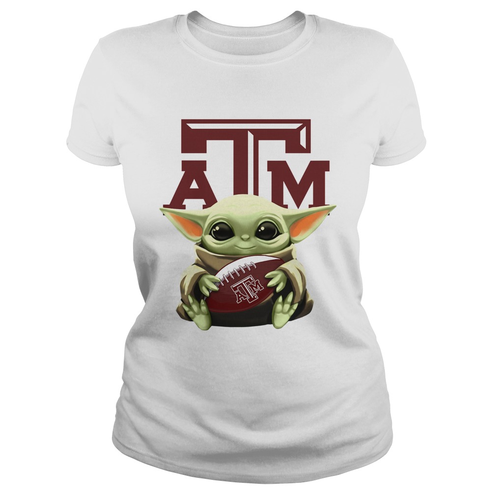 Baby Yoda Hug Texas AM Aggies Classic Ladies