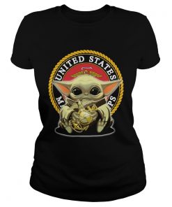 Baby Yoda Hug United States Marine Corps  Classic Ladies