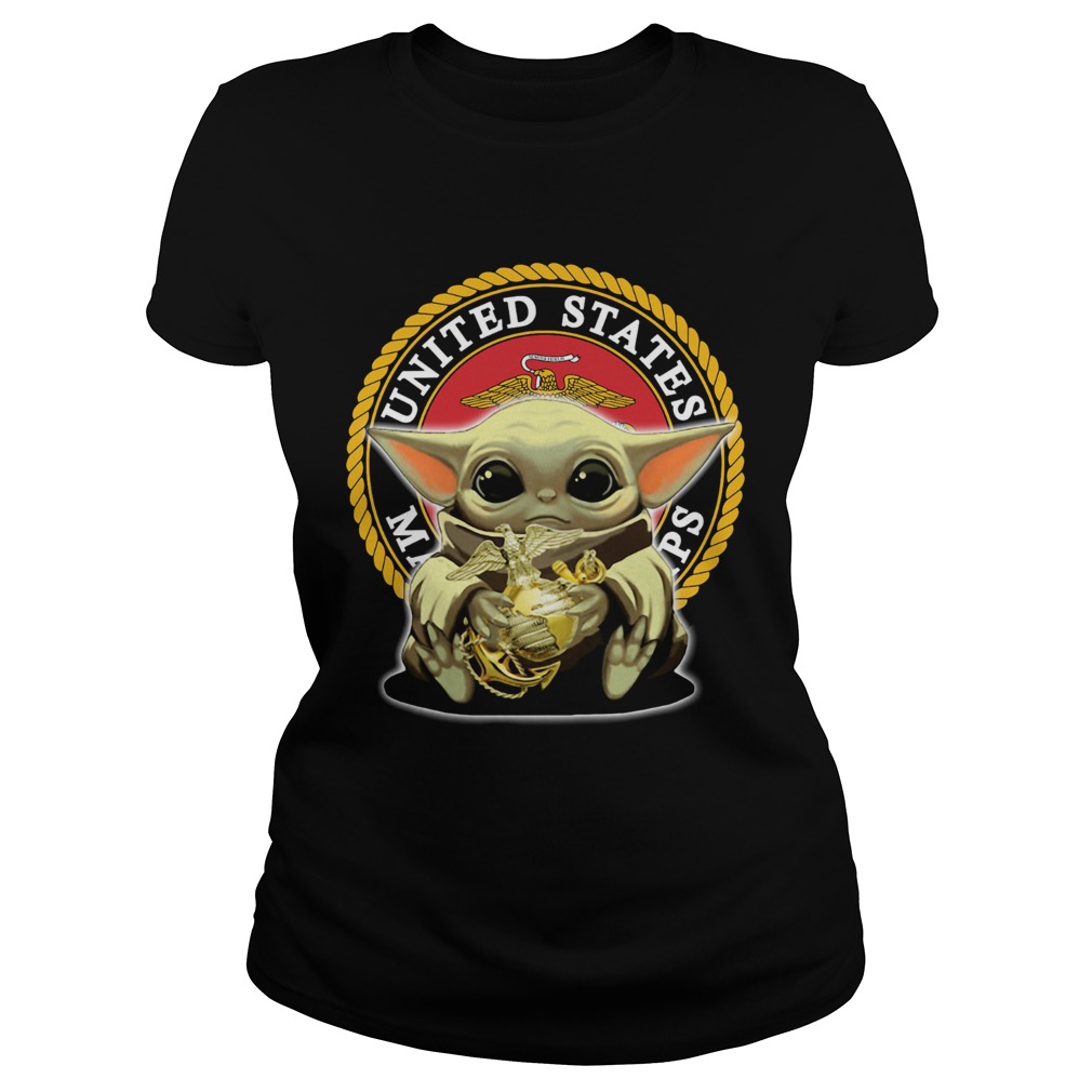 Baby Yoda Hug United States Marine Corps Classic Ladies