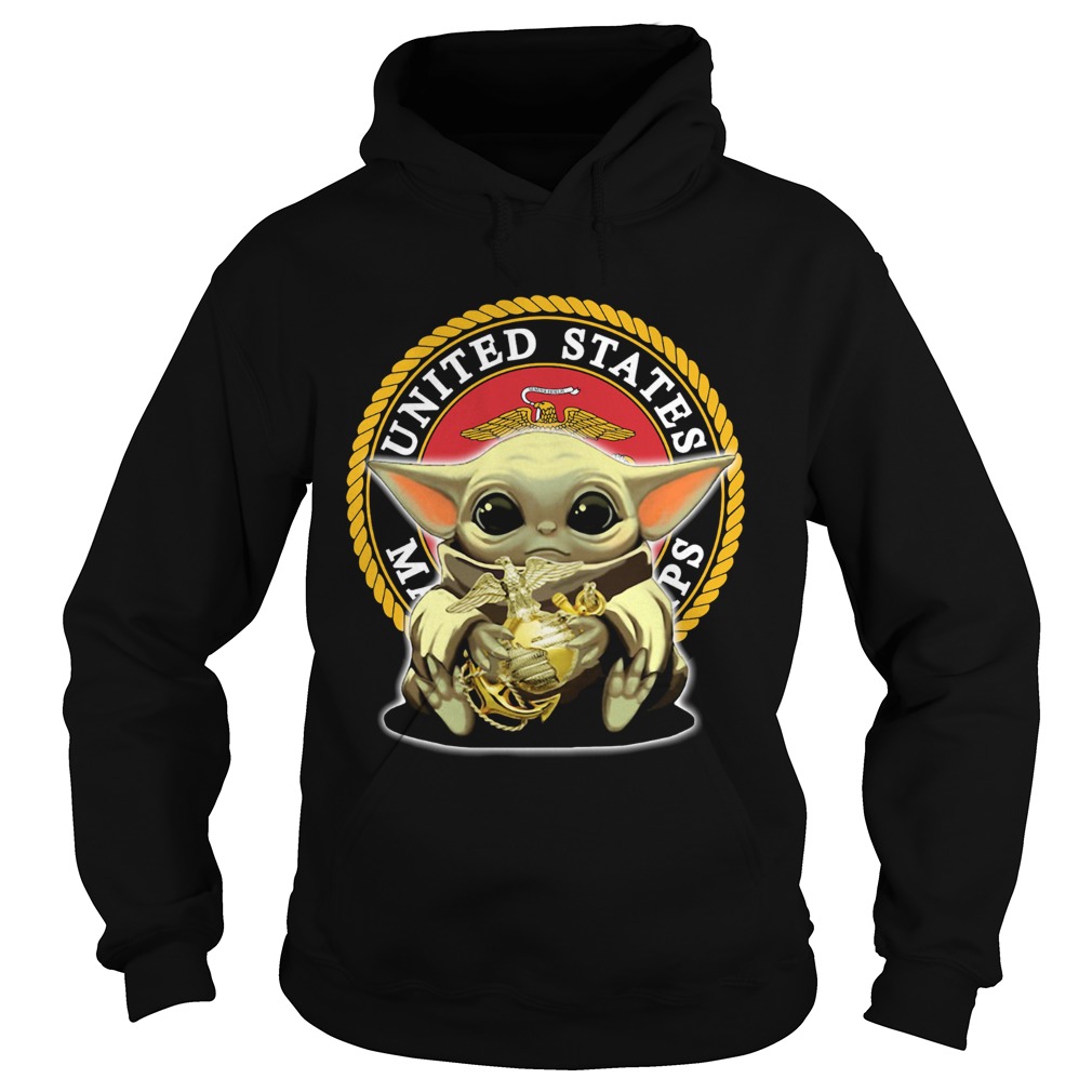 Baby Yoda Hug United States Marine Corps Hoodie