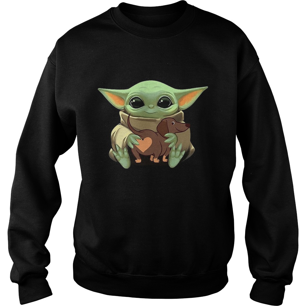 Baby Yoda Hugging Dachshund Sweatshirt