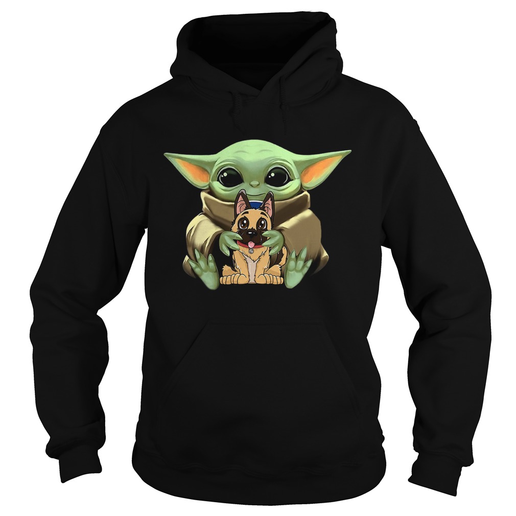 Baby Yoda Hugging German Shepherd Hoodie