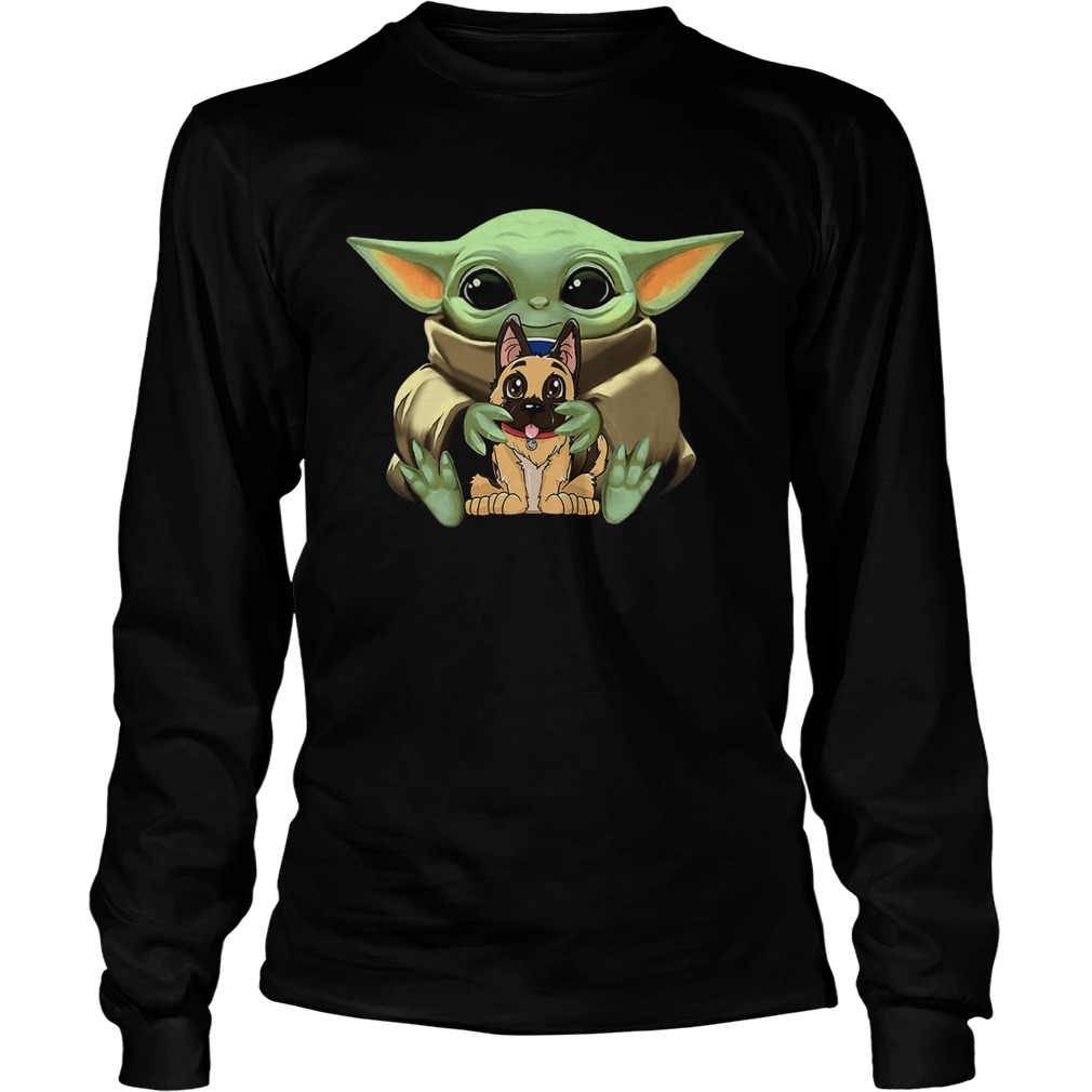 Baby Yoda Hugging German Shepherd LongSleeve