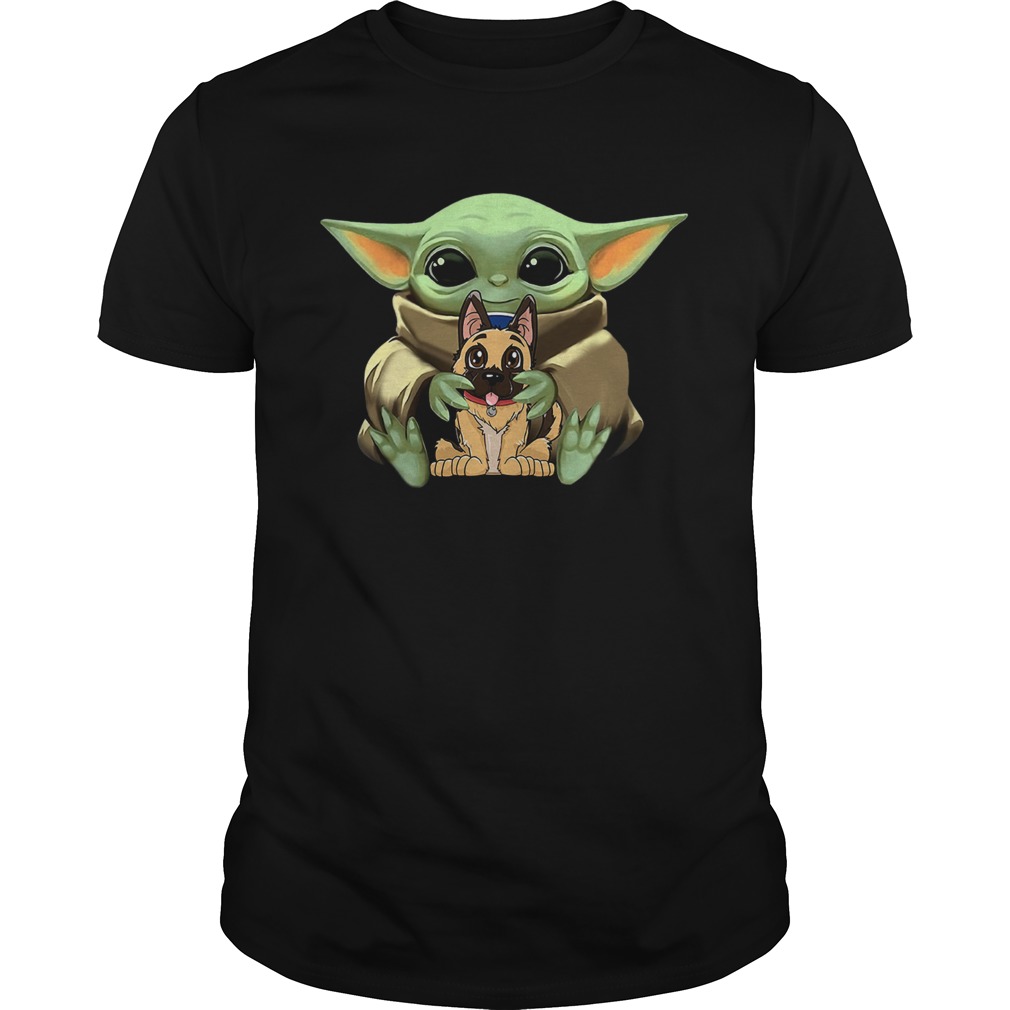 Baby Yoda Hugging German Shepherd shirt