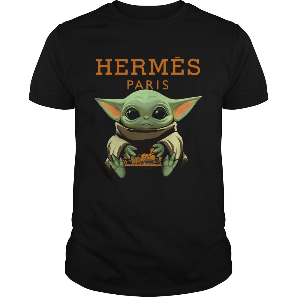 Baby Yoda Hugging Hermes Paris shirt