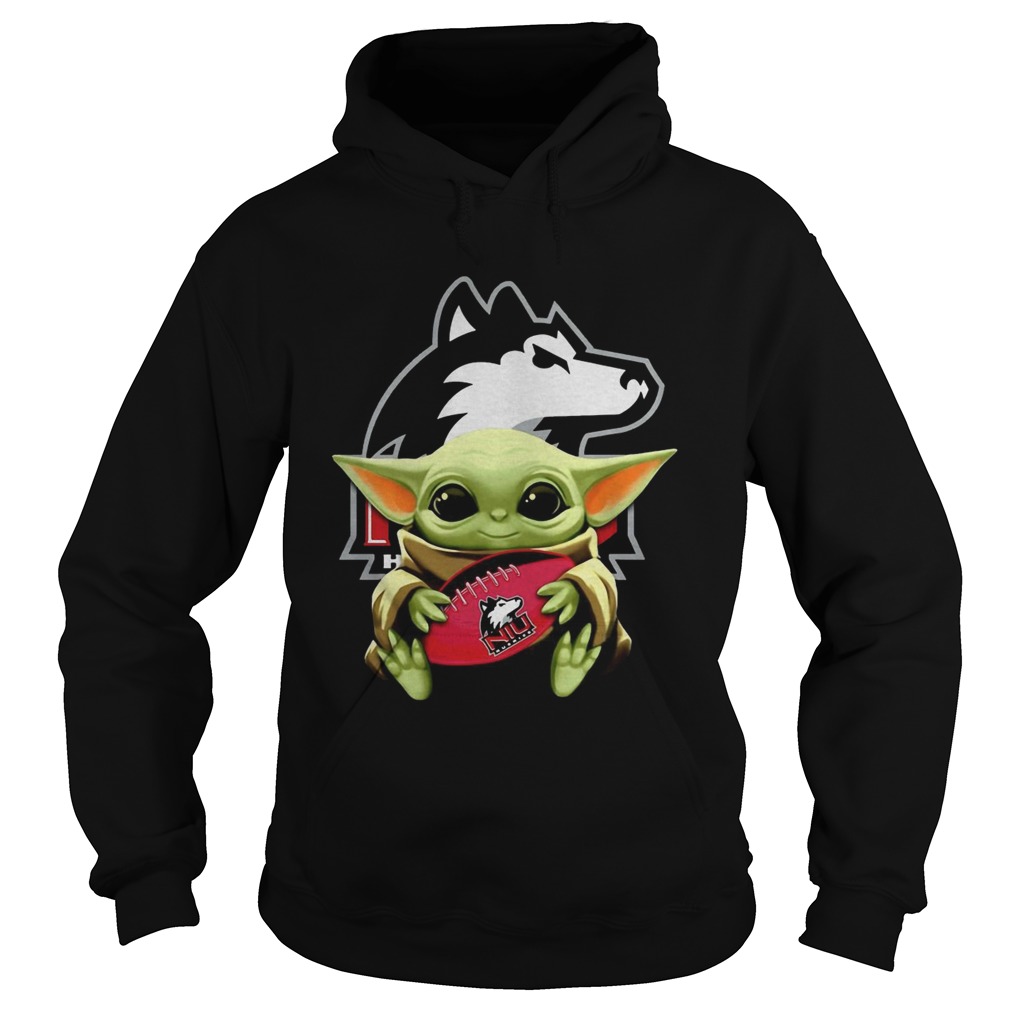 Baby Yoda Hugging Northern Illinois Huskies Hoodie