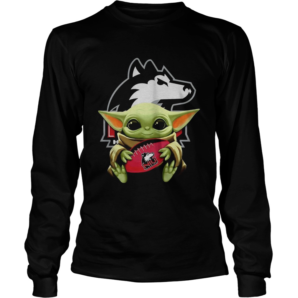 Baby Yoda Hugging Northern Illinois Huskies LongSleeve