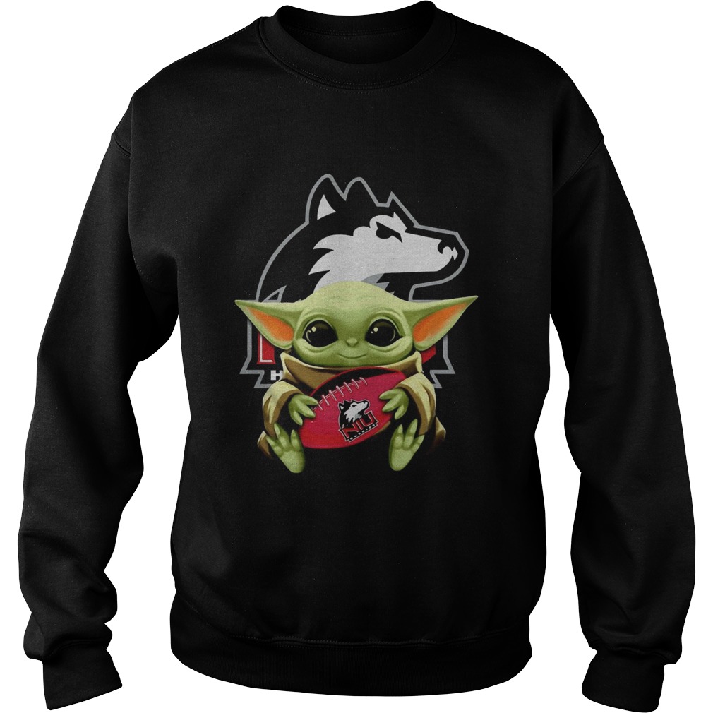 Baby Yoda Hugging Northern Illinois Huskies Sweatshirt