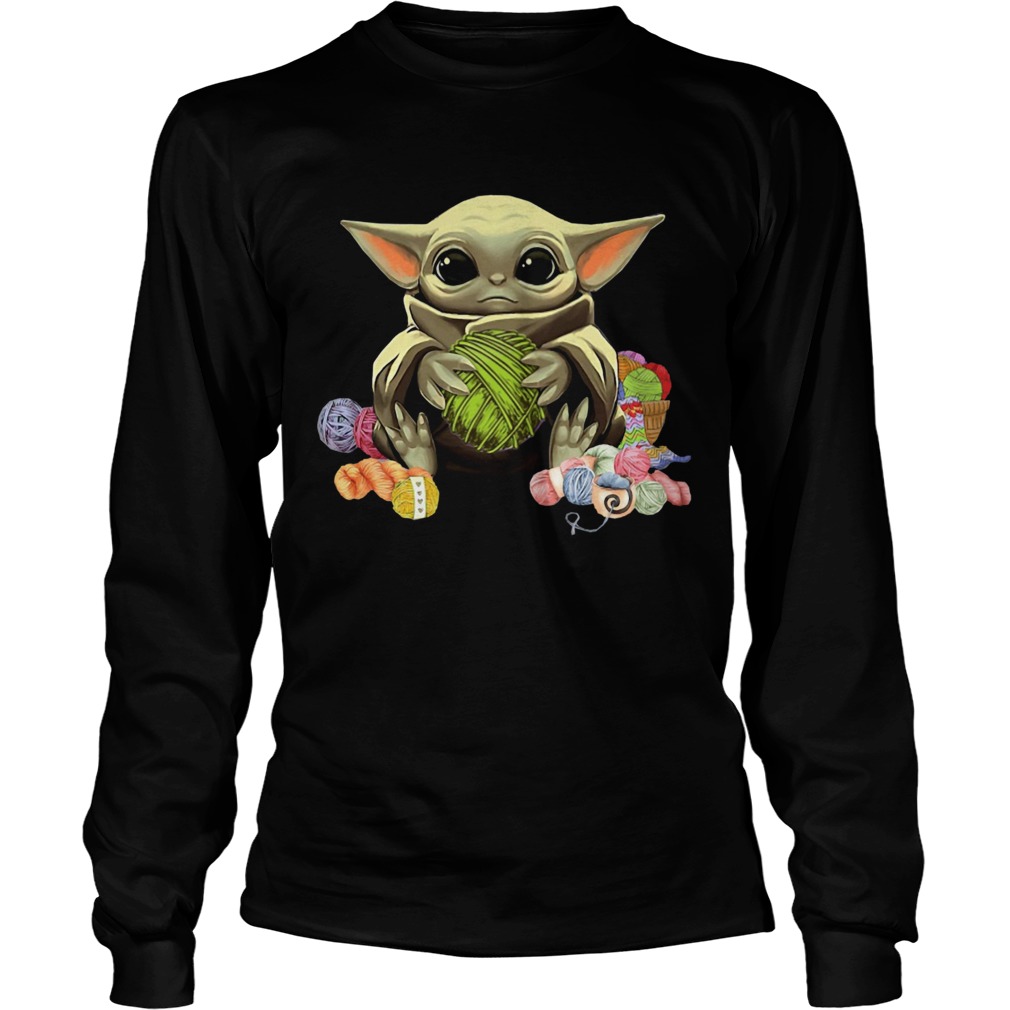 Baby Yoda Hugging Wool Roll LongSleeve