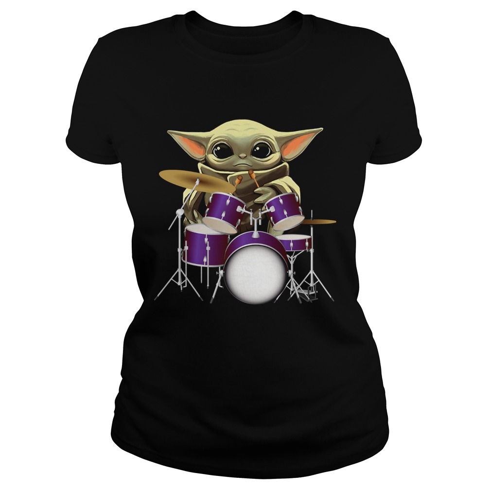 Baby Yoda Playing Drummers Classic Ladies