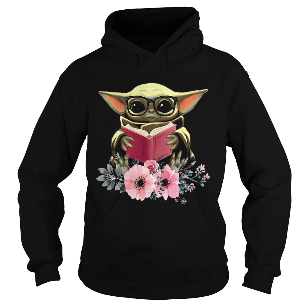 Flower Baby Yoda Reading Book Hoodie