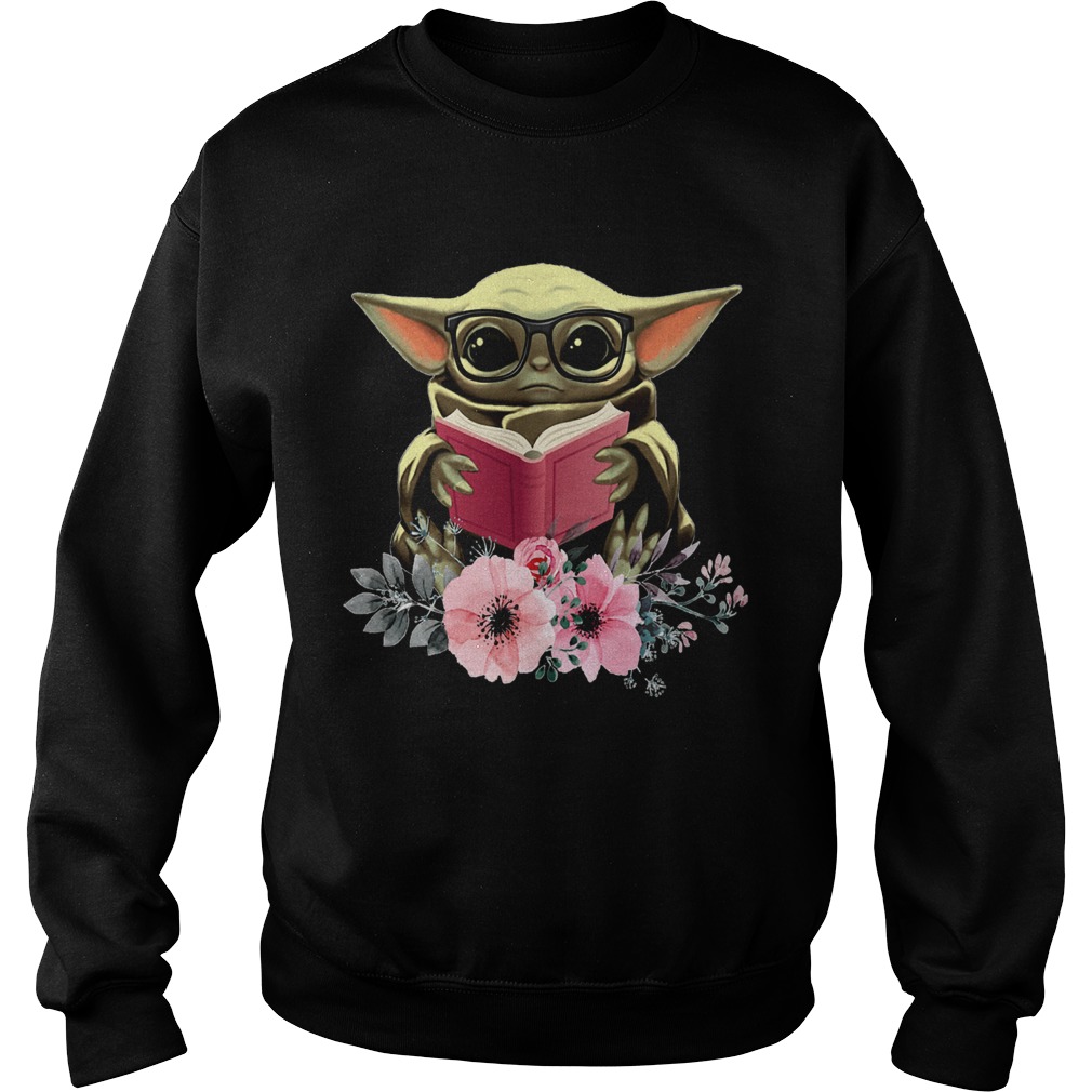 Flower Baby Yoda Reading Book Sweatshirt