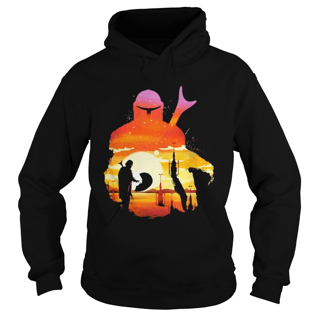 Mando Sunset Mandalorian Yoda Baby Hoodie